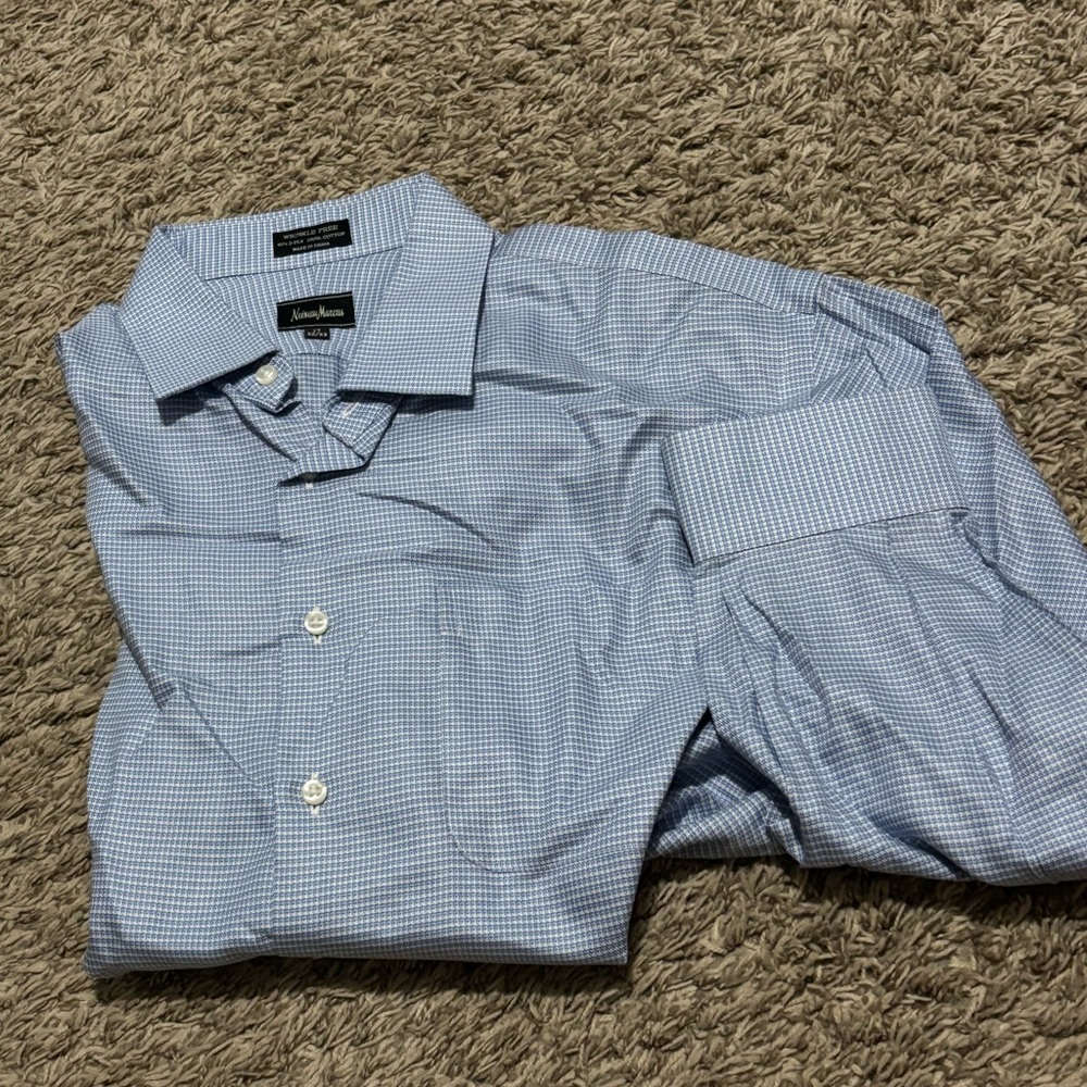 Neiman Marcus Blue Dress Shirt Button-Down